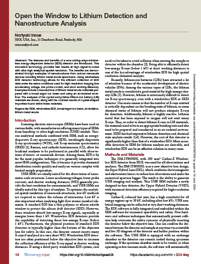 Open the Window to Lithium Detection and Nanostructure Analysis
